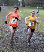 Katie Walshaw (Holmfirth) and Rosie Smith (Durham City) lead the senior womens Northern Cross Country Champs, Knowsley Safari Park. Photo: David T. Hewitson/Sports for All Pics